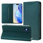 For iPhone XS Max RC01 Dual-Folded Magnetic Suction RFID Leather Phone Case(Dark Green) - 1