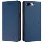 For iPhone 7 Plus / 8 Plus RC01 Dual-Folded Magnetic Suction RFID Leather Phone Case(Dark Blue) - 2