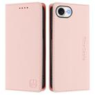 For iPhone 16e RC01 Dual-Folded Magnetic Suction RFID Leather Phone Case(Pink) - 2