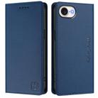 For iPhone 16e RC01 Dual-Folded Magnetic Suction RFID Leather Phone Case(Dark Blue) - 2