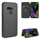 For LG G8s ThinQ Carbon Fiber Texture Horizontal Flip TPU + PC + PU Leather Case with Card Slot(Black) - 1