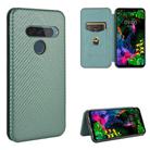 For LG G8s ThinQ Carbon Fiber Texture Horizontal Flip TPU + PC + PU Leather Case with Card Slot(Green) - 1
