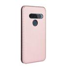 For LG G8s ThinQ Carbon Fiber Texture Horizontal Flip TPU + PC + PU Leather Case with Card Slot(Pink) - 3