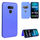 For LG Harmony 4 Carbon Fiber Texture Horizontal Flip TPU + PC + PU Leather Case with Card Slot(Blue) - 1