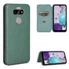 For LG K31 Carbon Fiber Texture Horizontal Flip TPU + PC + PU Leather Case with Card Slot(Green) - 1