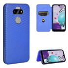 For LG K31 Carbon Fiber Texture Horizontal Flip TPU + PC + PU Leather Case with Card Slot(Blue) - 1