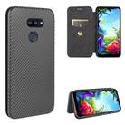 For LG K40S Carbon Fiber Texture Horizontal Flip TPU + PC + PU Leather Case with Card Slot(Black) - 1