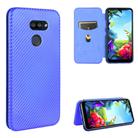 For LG K40S Carbon Fiber Texture Horizontal Flip TPU + PC + PU Leather Case with Card Slot(Blue) - 1