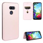For LG K40S Carbon Fiber Texture Horizontal Flip TPU + PC + PU Leather Case with Card Slot(Pink) - 1