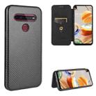 For LG K41S / K51S Carbon Fiber Texture Horizontal Flip TPU + PC + PU Leather Case with Card Slot(Black) - 1