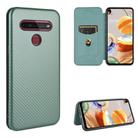 For LG K41S / K51S Carbon Fiber Texture Horizontal Flip TPU + PC + PU Leather Case with Card Slot(Green) - 1
