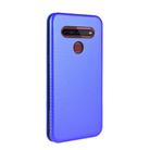 For LG K41S / K51S Carbon Fiber Texture Horizontal Flip TPU + PC + PU Leather Case with Card Slot(Blue) - 3