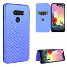 For LG K50S Carbon Fiber Texture Horizontal Flip TPU + PC + PU Leather Case with Card Slot(Blue) - 1