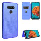 For LG K51 / Q51 Carbon Fiber Texture Horizontal Flip TPU + PC + PU Leather Case with Card Slot(Blue) - 1