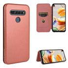 For LG K61 / Q61 Carbon Fiber Texture Horizontal Flip TPU + PC + PU Leather Case with Card Slot(Brown) - 1