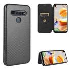 For LG K61 / Q61 Carbon Fiber Texture Horizontal Flip TPU + PC + PU Leather Case with Card Slot(Black) - 1