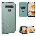 For LG K61 / Q61 Carbon Fiber Texture Horizontal Flip TPU + PC + PU Leather Case with Card Slot(Green) - 1