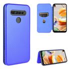 For LG K61 / Q61 Carbon Fiber Texture Horizontal Flip TPU + PC + PU Leather Case with Card Slot(Blue) - 1