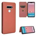 For LG Style 3 L-41 Carbon Fiber Texture Horizontal Flip TPU + PC + PU Leather Case with Card Slot(Brown) - 1