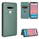 For LG Style 3 L-41 Carbon Fiber Texture Horizontal Flip TPU + PC + PU Leather Case with Card Slot(Green) - 1