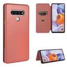 For LG Stylo 6 Carbon Fiber Texture Horizontal Flip TPU + PC + PU Leather Case with Card Slot(Brown) - 1