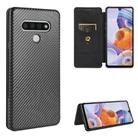 For LG Stylo 6 Carbon Fiber Texture Horizontal Flip TPU + PC + PU Leather Case with Card Slot(Black) - 1