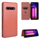 For LG V60 ThinQ 5G Carbon Fiber Texture Horizontal Flip TPU + PC + PU Leather Case with Card Slot(Brown) - 1