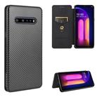 For LG V60 ThinQ 5G Carbon Fiber Texture Horizontal Flip TPU + PC + PU Leather Case with Card Slot(Black) - 1