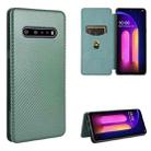 For LG V60 ThinQ 5G Carbon Fiber Texture Horizontal Flip TPU + PC + PU Leather Case with Card Slot(Green) - 1