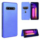 For LG V60 ThinQ 5G Carbon Fiber Texture Horizontal Flip TPU + PC + PU Leather Case with Card Slot(Blue) - 1