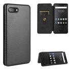 For BlackBerry KEY2 Carbon Fiber Texture Horizontal Flip TPU + PC + PU Leather Case with Card Slot(Black) - 1