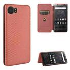 For BlackBerry Keyone Carbon Fiber Texture Horizontal Flip TPU + PC + PU Leather Case with Card Slot(Brown) - 1