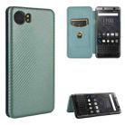 For BlackBerry Keyone Carbon Fiber Texture Horizontal Flip TPU + PC + PU Leather Case with Card Slot(Green) - 1