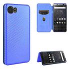 For BlackBerry Keyone Carbon Fiber Texture Horizontal Flip TPU + PC + PU Leather Case with Card Slot(Blue) - 1