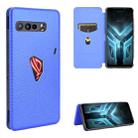 For Asus ROG Phone 3 ZS661KS Carbon Fiber Texture Horizontal Flip TPU + PC + PU Leather Case with Card Slot(Blue) - 1