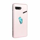 For Asus ROG Phone II Carbon Fiber Texture Horizontal Flip TPU + PC + PU Leather Case with Card Slot(Pink) - 3