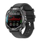 ET492 1.43 inch AMOLED Screen Leather Strap Smart Watch Supports ECG/Blood Sugar Monitoring(Black) - 1