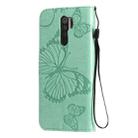 For Xiaomi Redmi 9 3D Butterflies Embossing Pattern Horizontal Flip Leather Case with Holder & Card Slot & Wallet & Lanyard(Green) - 3