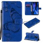 For Xiaomi Redmi 9 3D Butterflies Embossing Pattern Horizontal Flip Leather Case with Holder & Card Slot & Wallet & Lanyard(Blue) - 1