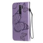 For Xiaomi Redmi 9 3D Butterflies Embossing Pattern Horizontal Flip Leather Case with Holder & Card Slot & Wallet & Lanyard(Purple) - 3