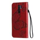 For Xiaomi Redmi 9 3D Butterflies Embossing Pattern Horizontal Flip Leather Case with Holder & Card Slot & Wallet & Lanyard(Red) - 3