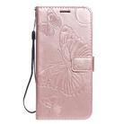 For Xiaomi Redmi 9 3D Butterflies Embossing Pattern Horizontal Flip Leather Case with Holder & Card Slot & Wallet & Lanyard(Rose Gold) - 2