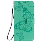 For Xiaomi Redmi 10X 5G / 10X Pro 5G 3D Butterflies Embossing Pattern Horizontal Flip Leather Case with Holder & Card Slot & Wallet & Lanyard(Green) - 2