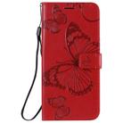 For Xiaomi Redmi 10X 5G / 10X Pro 5G 3D Butterflies Embossing Pattern Horizontal Flip Leather Case with Holder & Card Slot & Wallet & Lanyard(Red) - 2