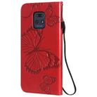 For Xiaomi Redmi 10X 5G / 10X Pro 5G 3D Butterflies Embossing Pattern Horizontal Flip Leather Case with Holder & Card Slot & Wallet & Lanyard(Red) - 3
