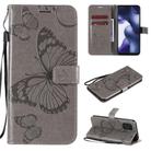 For Xiaomi Mi 10 Lite 5G 3D Butterflies Embossing Pattern Horizontal Flip Leather Case with Holder & Card Slot & Wallet & Lanyard(Grey) - 1