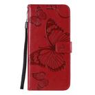 For Xiaomi Mi 10 Lite 5G 3D Butterflies Embossing Pattern Horizontal Flip Leather Case with Holder & Card Slot & Wallet & Lanyard(Red) - 2