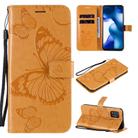 For Xiaomi Mi 10 Lite 5G 3D Butterflies Embossing Pattern Horizontal Flip Leather Case with Holder & Card Slot & Wallet & Lanyard(Yellow) - 1