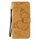 For Xiaomi Mi 10 Lite 5G 3D Butterflies Embossing Pattern Horizontal Flip Leather Case with Holder & Card Slot & Wallet & Lanyard(Yellow) - 2