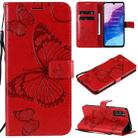 For Huawei Enjoy Z 3D Butterflies Embossing Pattern Horizontal Flip Leather Case with Holder & Card Slot & Wallet & Lanyard(Red) - 1